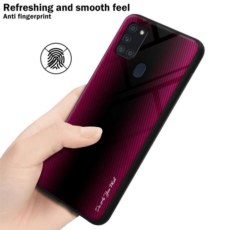 Cadorabo  Housse compatible avec Samsung Galaxy A21s - Aspect rayé - Coque de protection en silicone TPU et dos en verre trempé 