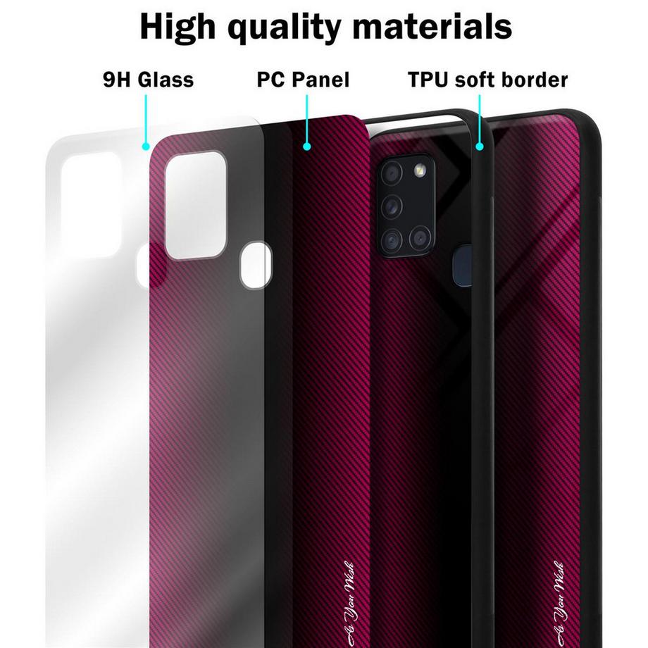 Cadorabo  Housse compatible avec Samsung Galaxy A21s - Aspect rayé - Coque de protection en silicone TPU et dos en verre trempé 