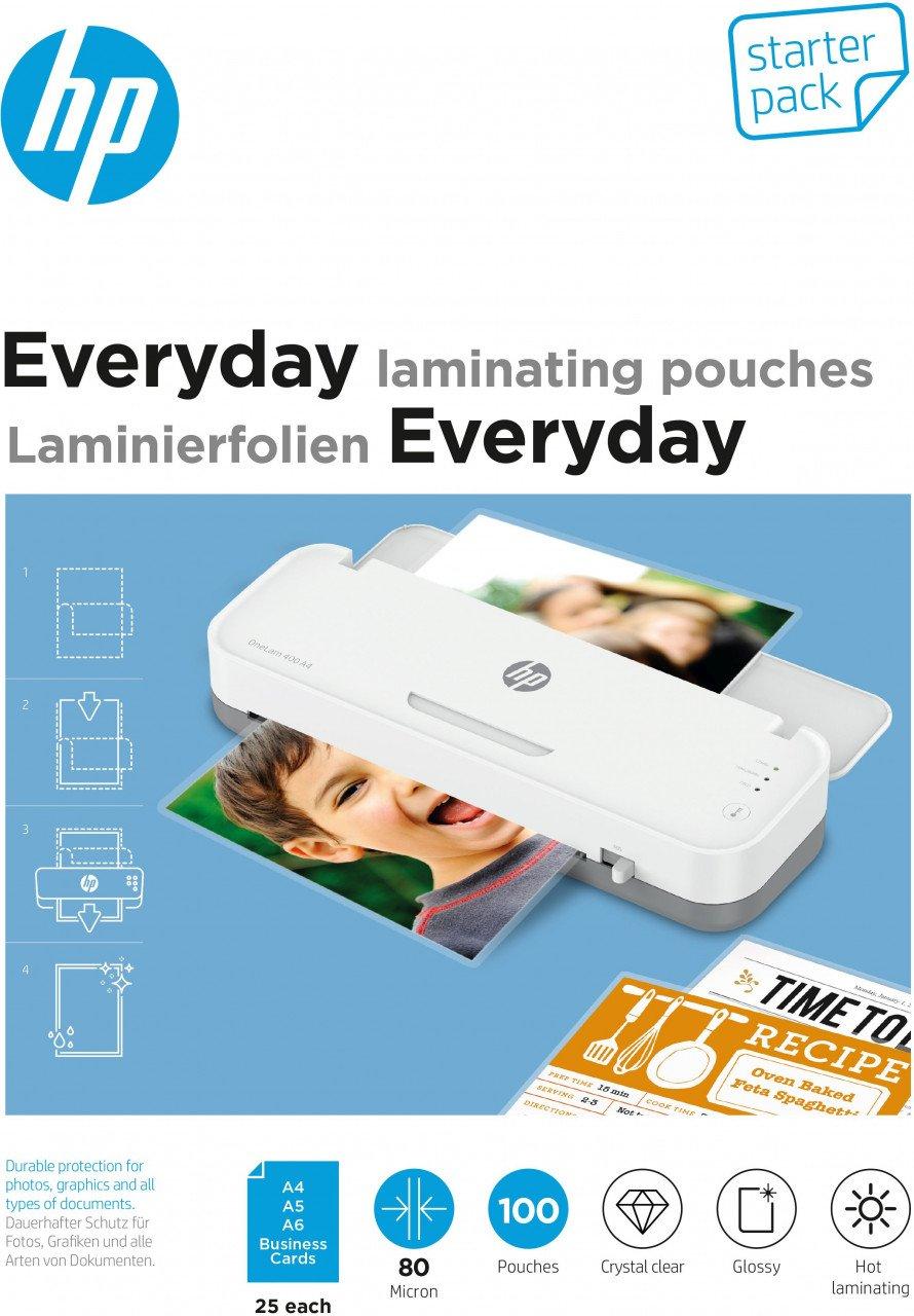 HPINC HP Everyday Laminating Pouches, Starter Set, 80 Micron  