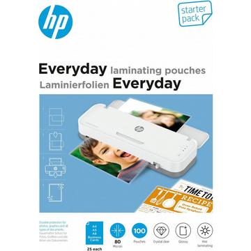 HP Everyday Laminating Pouches, Starter Set, 80 Micron