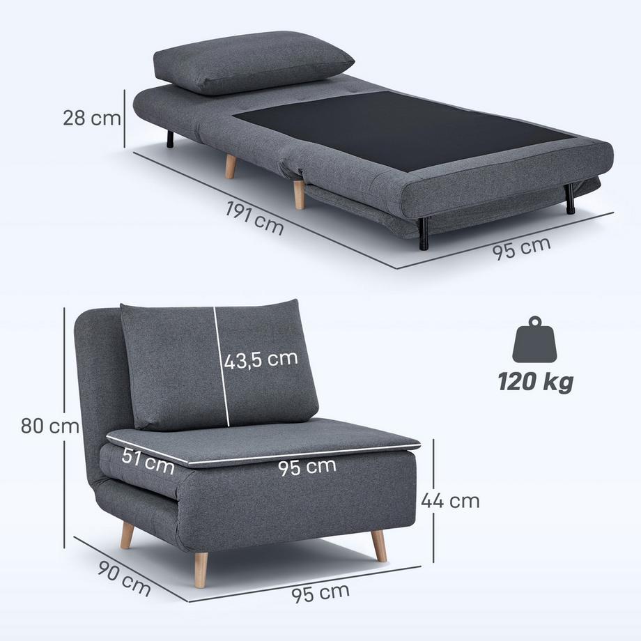 HOMCOM Fauteuil-lit  