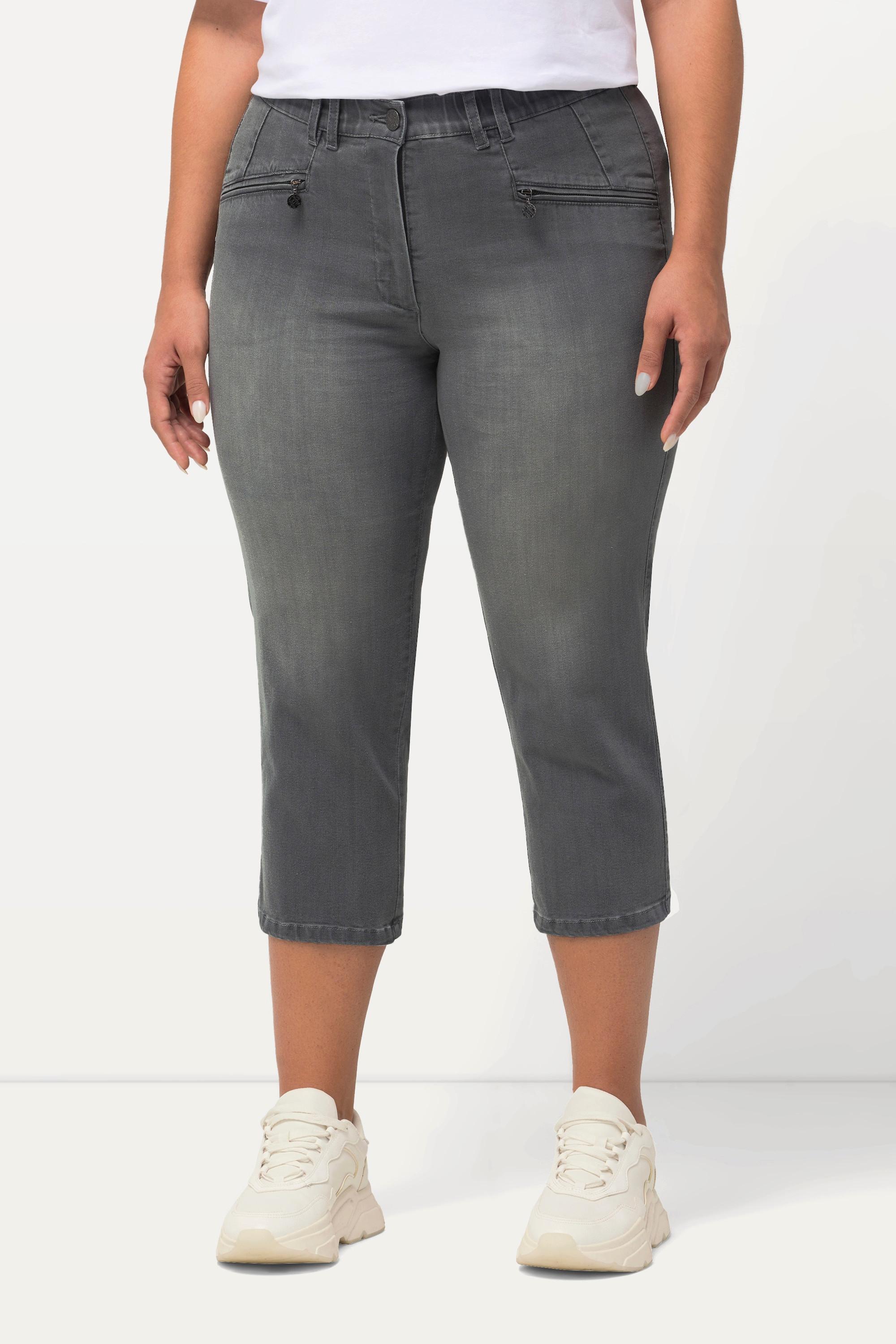 Ulla Popken  7/8-Jeans Mony, Elastikbund, Reißverschlusstaschen 