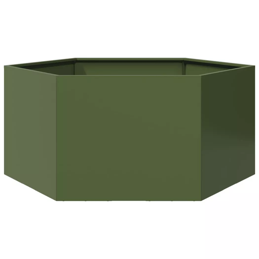 Vidaxl - Jardinière vert olive hexagone 104x90x45 cm acier