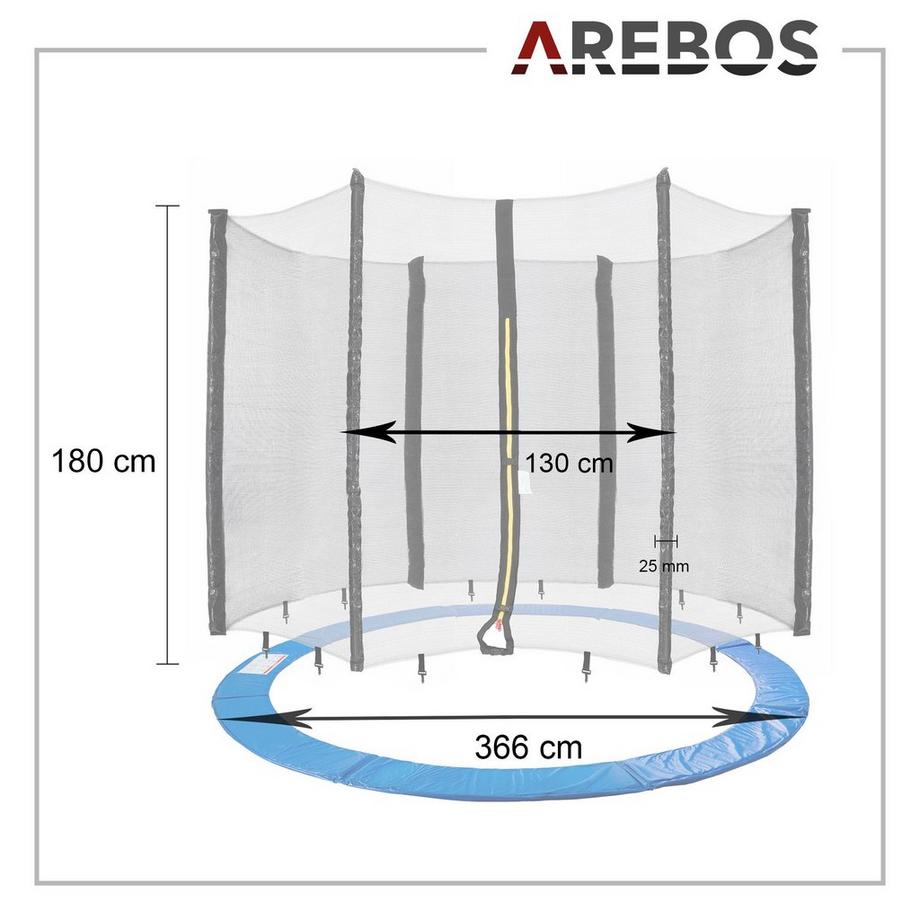 Arebos  Trampoline Filet de sécurité + Couverture de bord Protection de bord Filet Pièces de rechange 