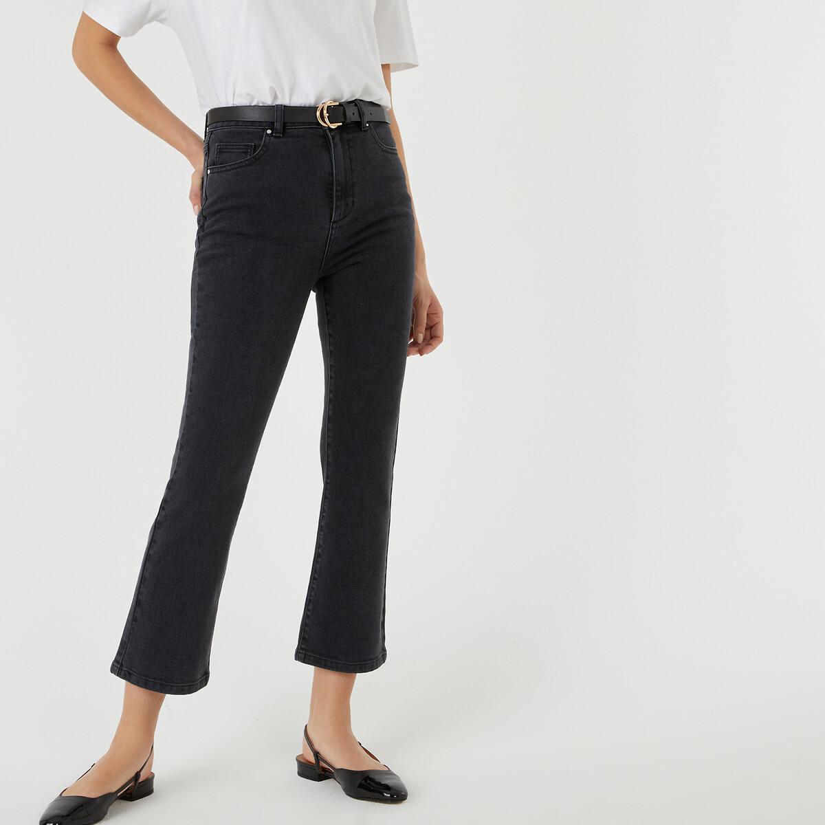 Image of Cropped Flare Jeans Mit Hoher Taille Damen Schwarz 42