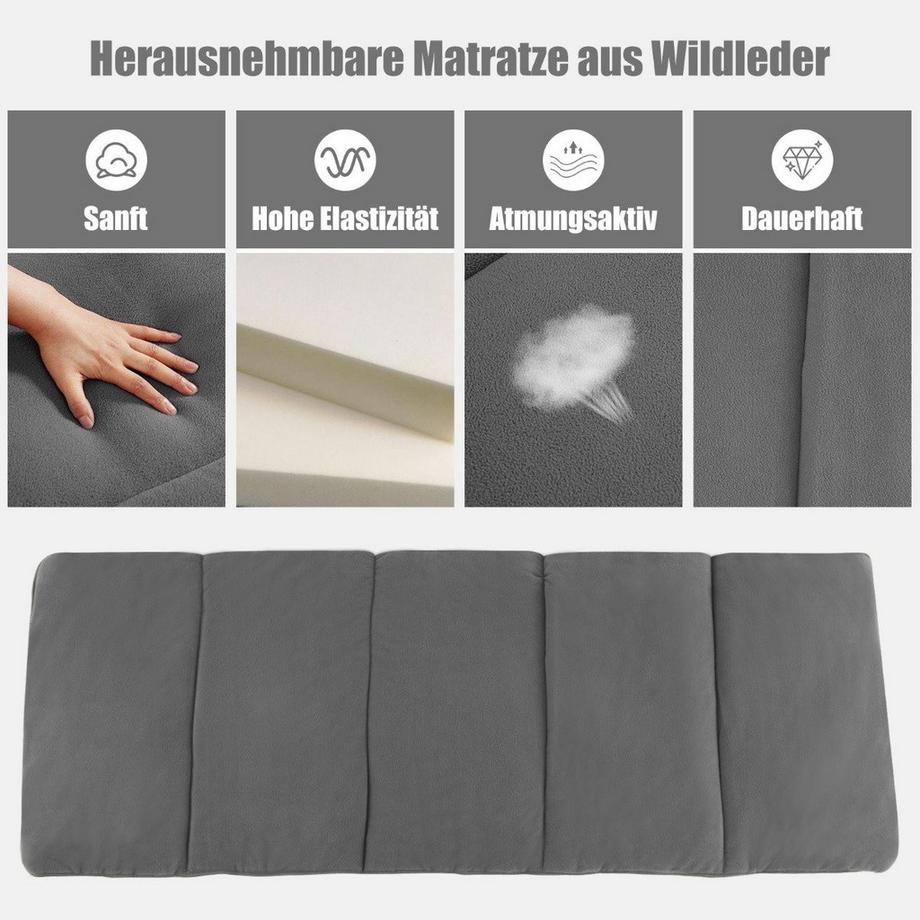 Northix  Feldbett Klappbar Campingbett mit Matratze 185 cm x 65 cm x 41–53 cm Grau 