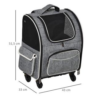 Northio Dog Trolley Borsa Da Trasporto 2 In 1 E Zaino Per Animali Domestici Per Cani E Gatti, Con Porta E Finestra, Grigio, 43X33X51,5 Cm  