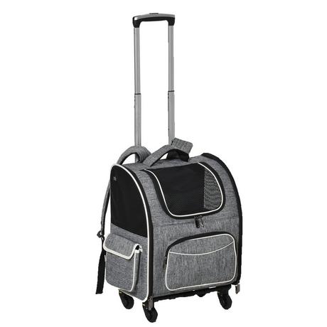 Northio Dog Trolley Borsa Da Trasporto 2 In 1 E Zaino Per Animali Domestici Per Cani E Gatti, Con Porta E Finestra, Grigio, 43X33X51,5 Cm  