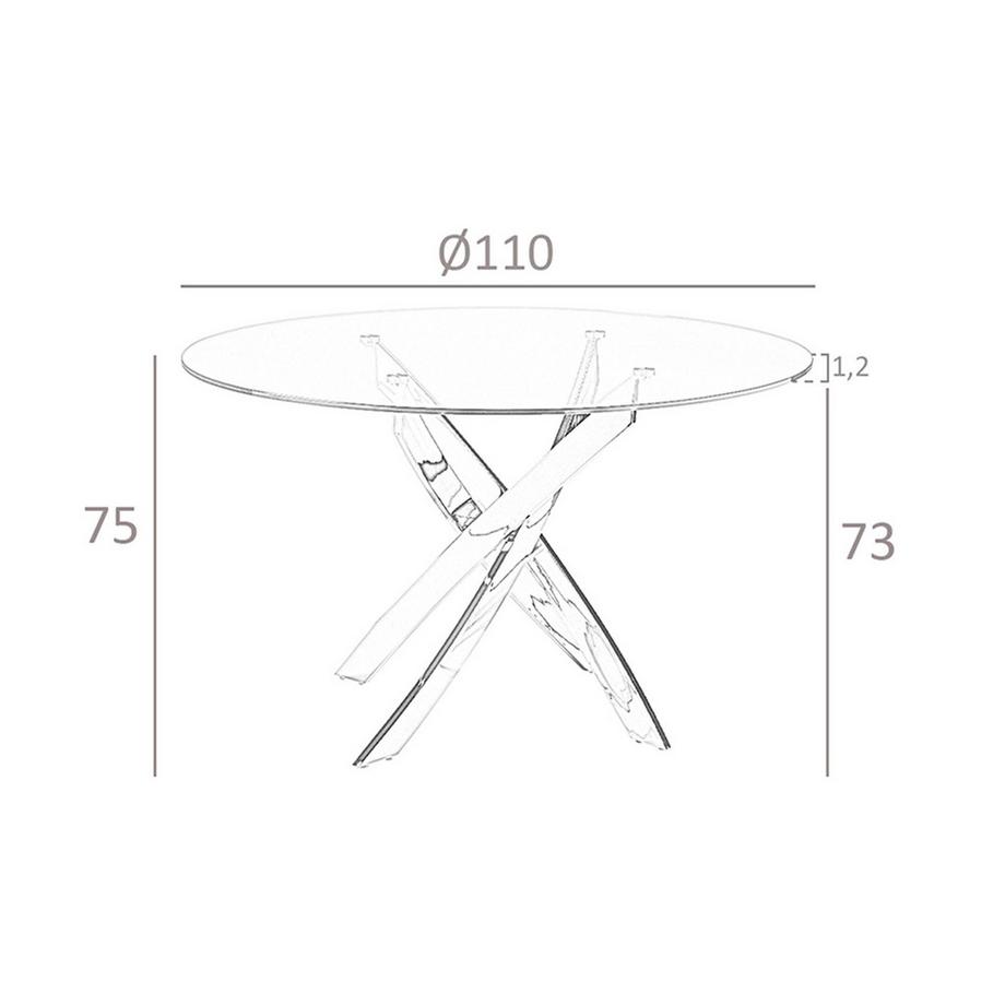 ANGEL CERDA Tavolo da pranzo rotonda vetro temperato e acciaio bianco  