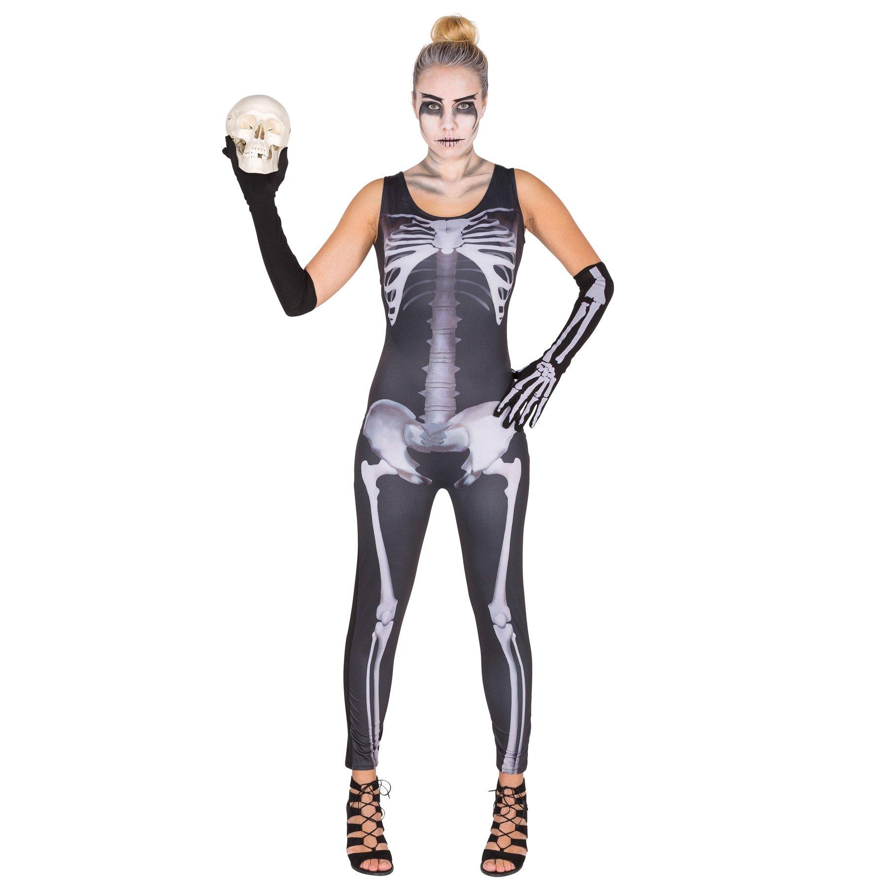 Image of Frauenkostüm sexy Skelett Jumpsuit Schwarz