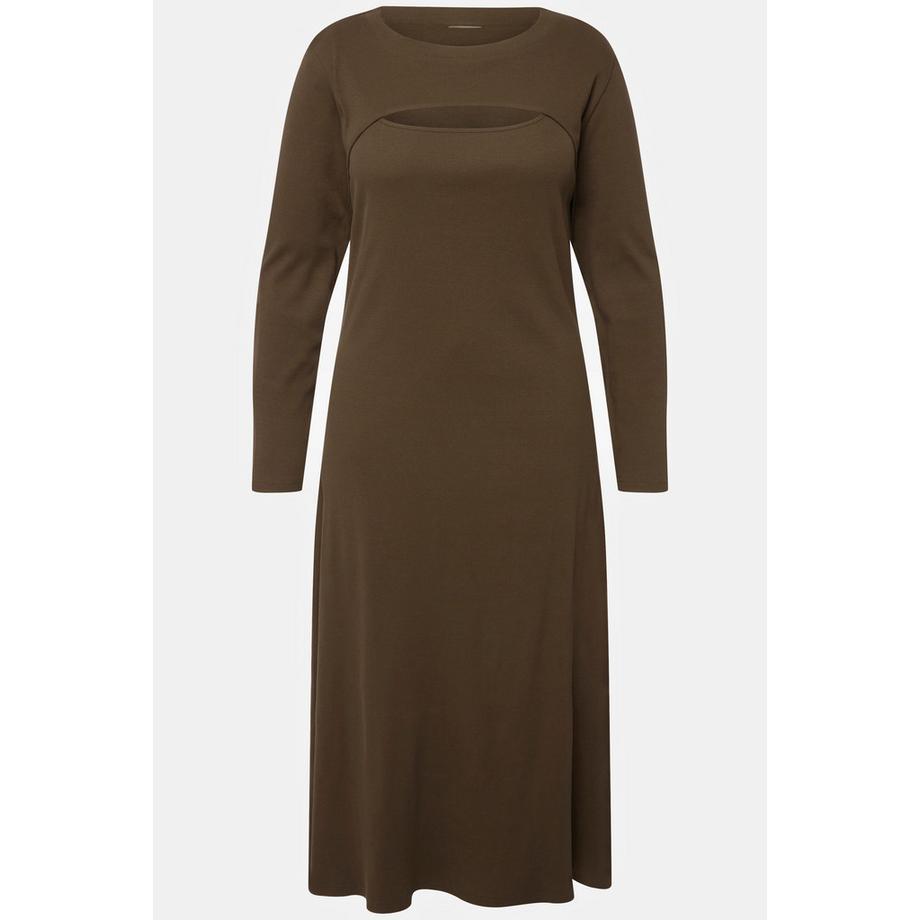 Ulla Popken Abito Midi Bolero Camicia Scollo Quadrato Cotone Biologico  