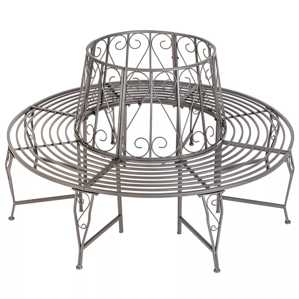 tectake® Baumbank, im Antik-Stil, 360°, für mehrere Personen, wetterfest, 164 x 164 x 89 cm