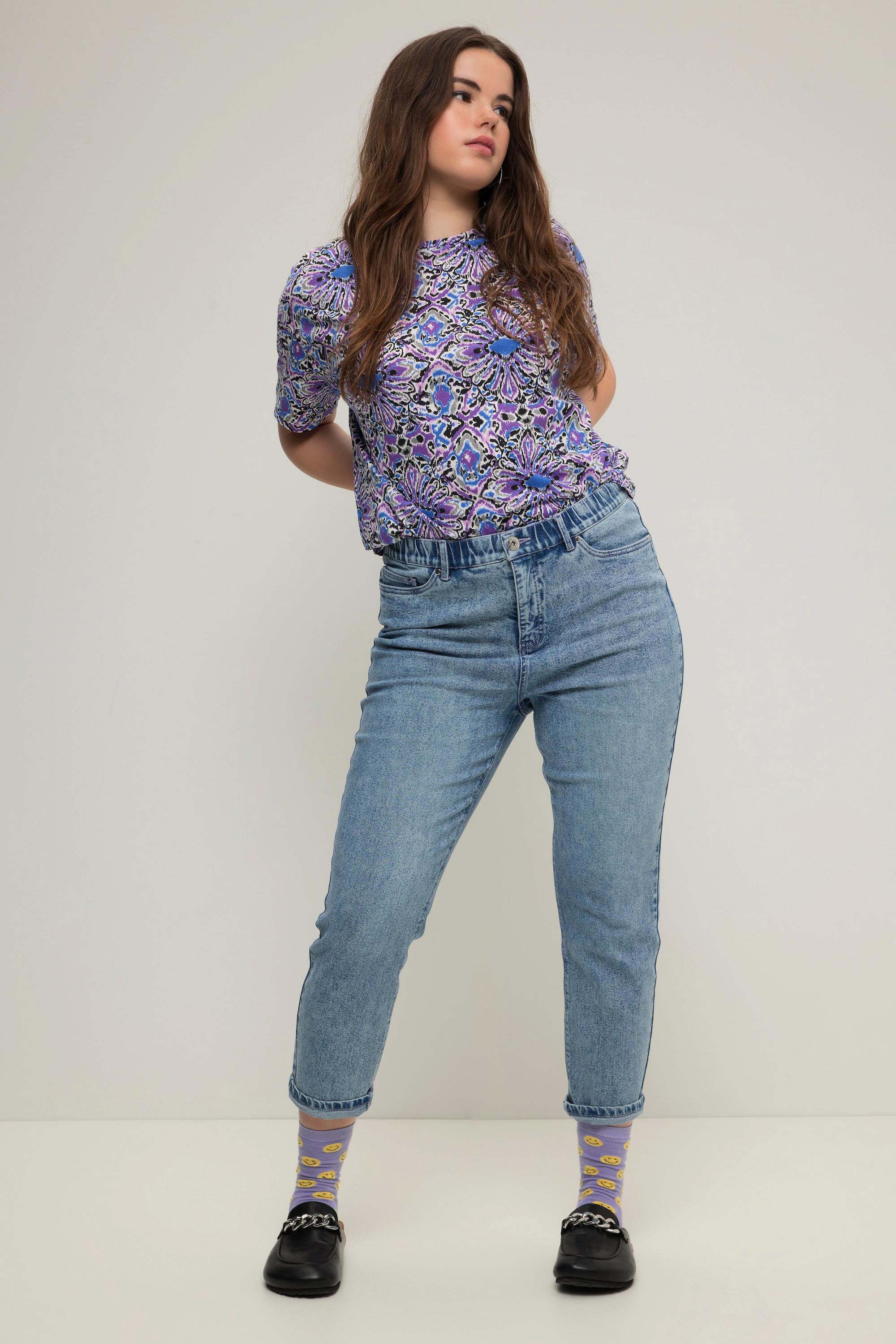 Studio Untold  Mom-Jeans, Color-Nähte, 5-Pocket, Elastikbund, Zippfly 