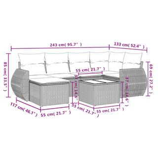 VidaXL set divano da giardino Polirattan  