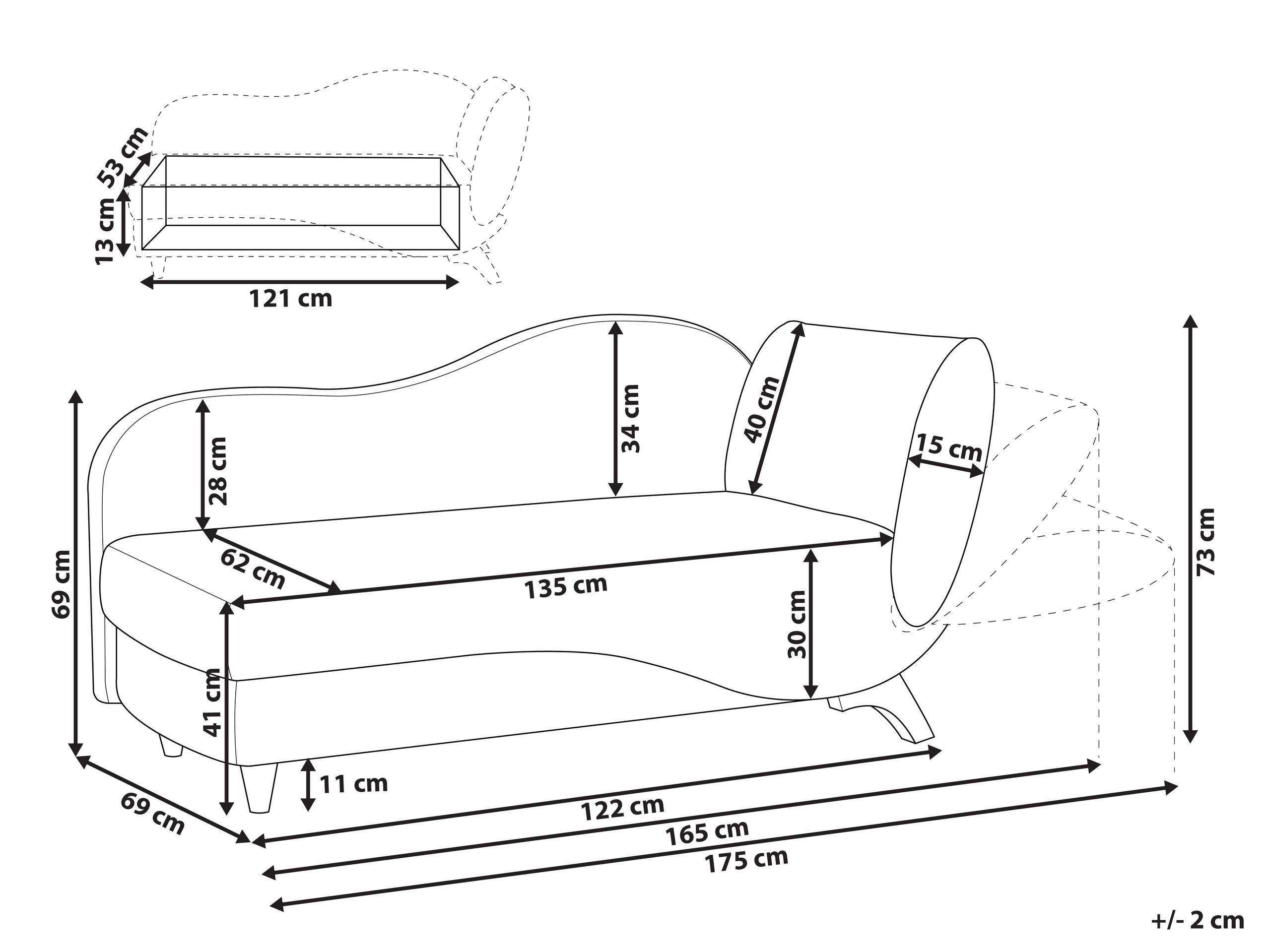 Beliani Chaise longue côté droit en Lin Rétro MERI  