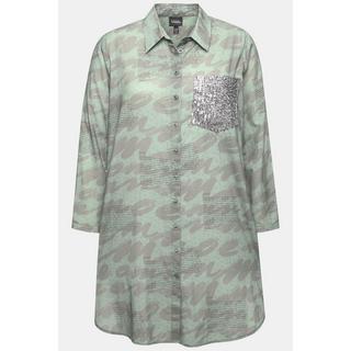 Ulla Popken  Longbluse, Scribble-Muster, Hemdkragen, Langarm 