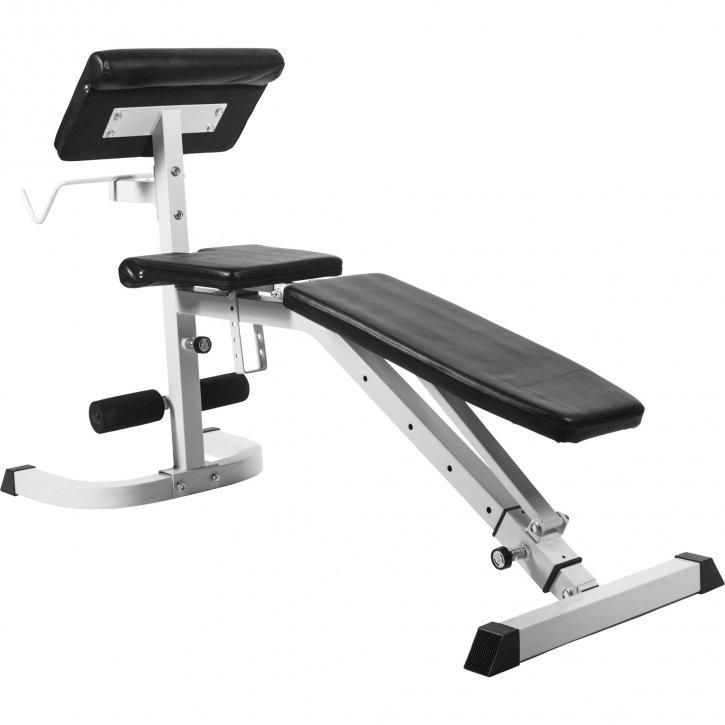 Gorilla Sports  BANC AJUSTABLE INCLINÉ/DÉCLINÉ AVEC PUPITRE À BICEPS | MUSCULATION 