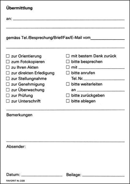 Image of FAVORIT Übermittlungsblock DE A6 338weiss weiss 60 Blatt FAVORIT Übermittlungsblock DE A6 338weiss weiss 60 Blatt