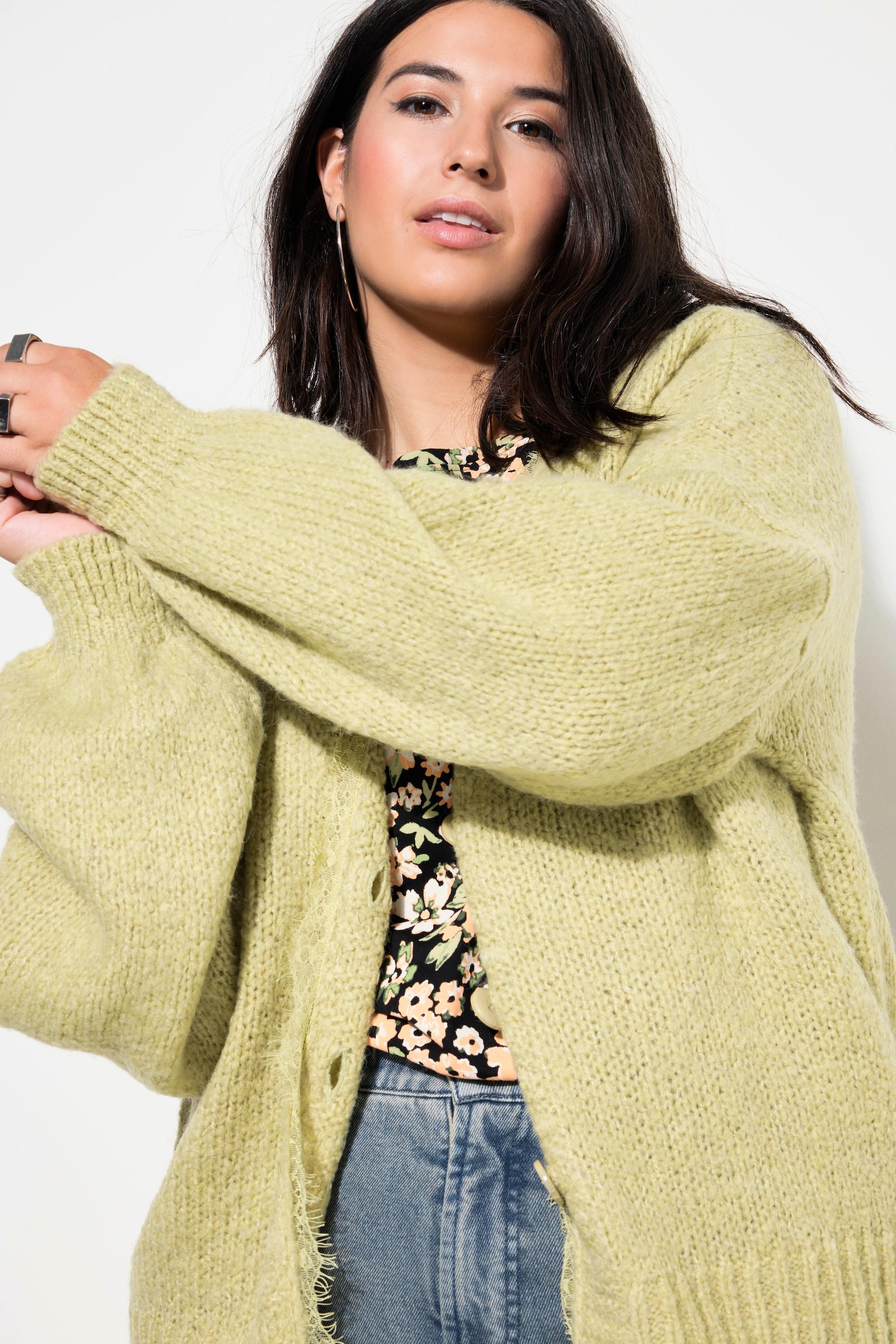 Studio Untold Cardigan Oversize Manches Longues Bordure Dentelle  