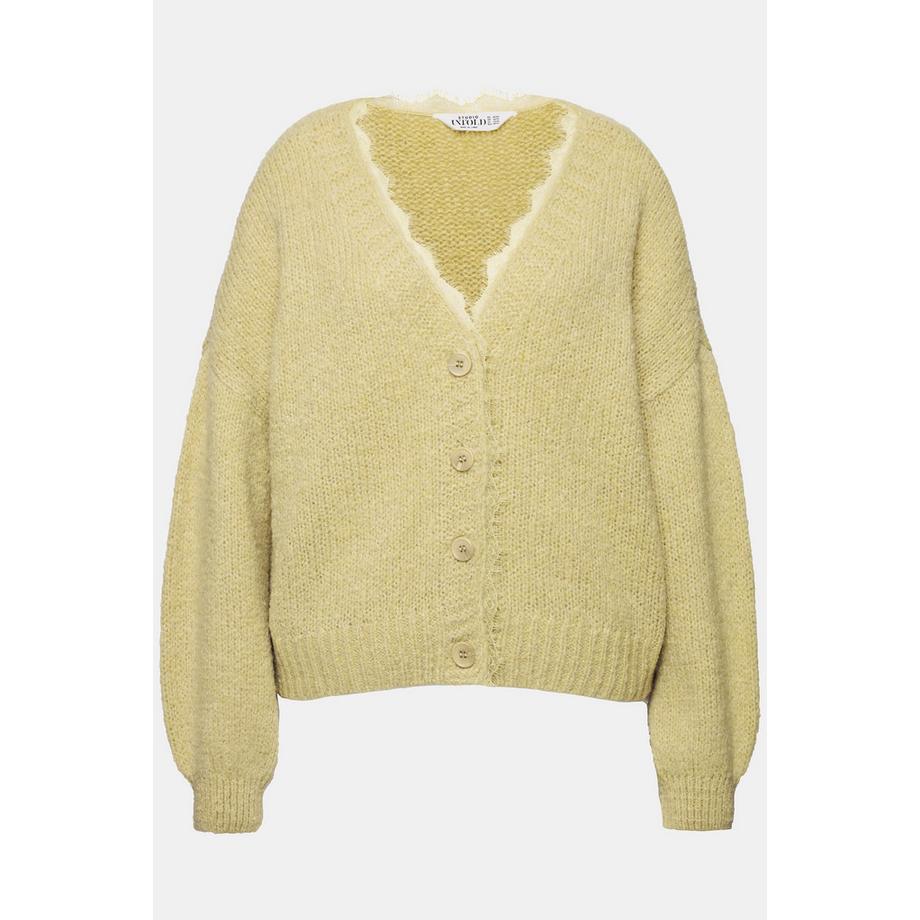 Studio Untold Oversized Langarm Strickjacke Spitzenkante  