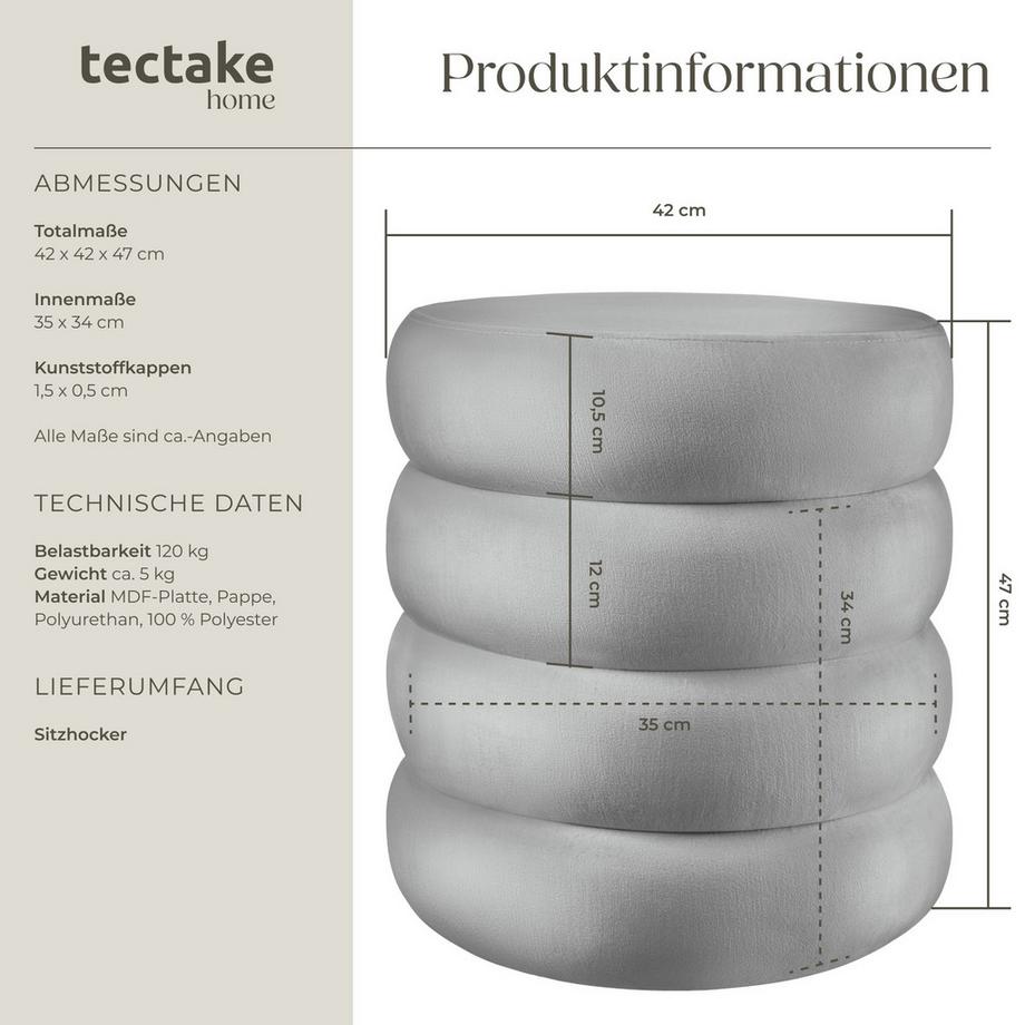 Tectake Sgabello contenitore Altu Rotondo  