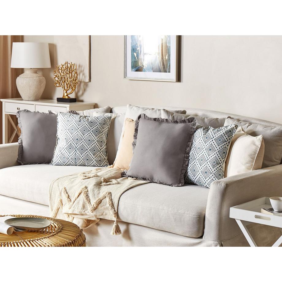 Beliani Lot de 2 coussins décoratifs en Lin Scandinave GLABRA  