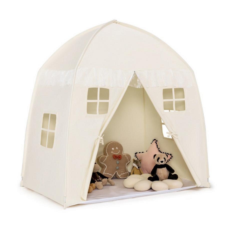 Northix  Kinderzelt Großes Prinzessinnenzelt mit Tragetasche Anti-Rutsch-Matte Reißverschluss Beige 