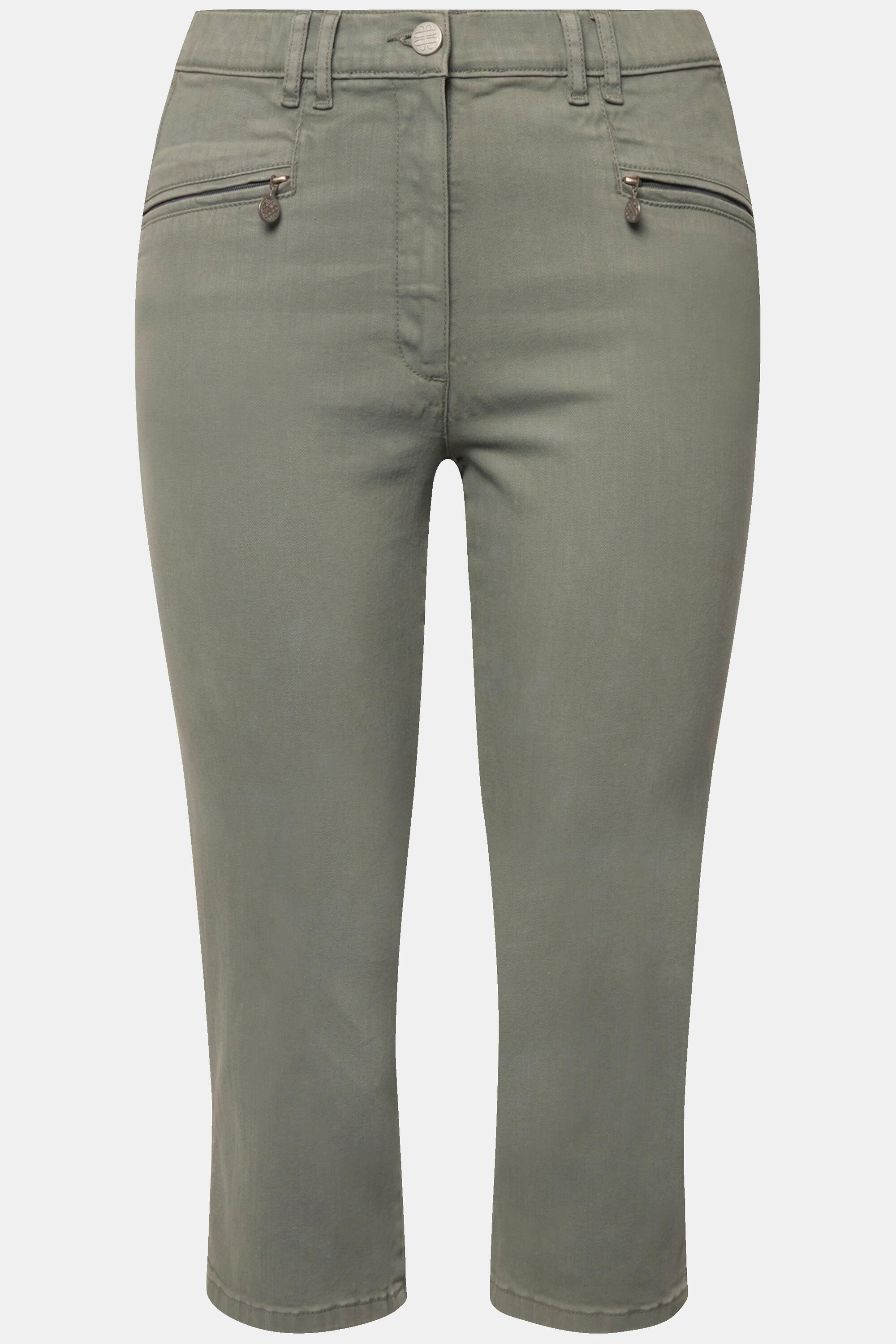 Ulla Popken  Pantalon stretch Mony longueur 7/8. Poches zippées. Tissu stretch confortable 