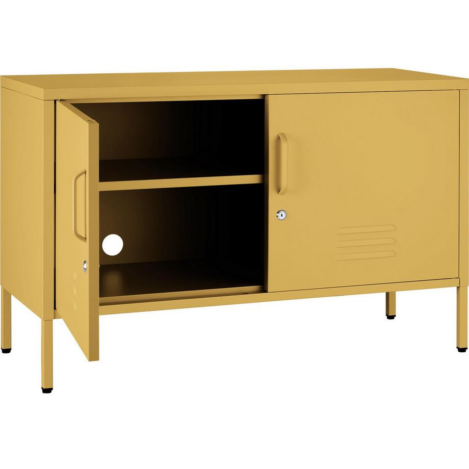 Tectake Sideboard Baker 2 Türen mit Magnetverschluss, einzeln abschließbar verstellbarer Zwischenboden  