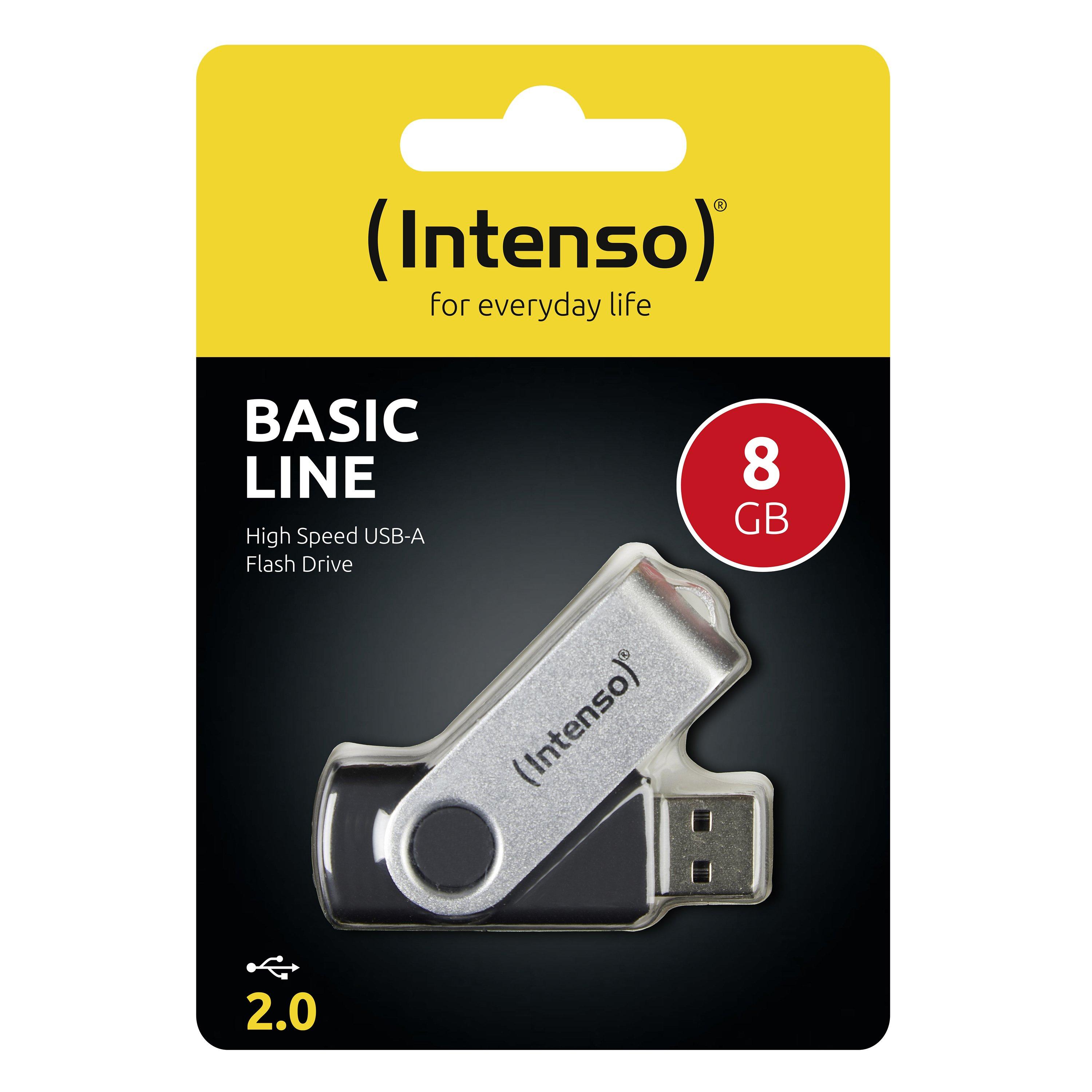 Intenso  Intenso Basic Line USB-Stick 8 GB USB Typ-A 2.0 Schwarz, Silber 