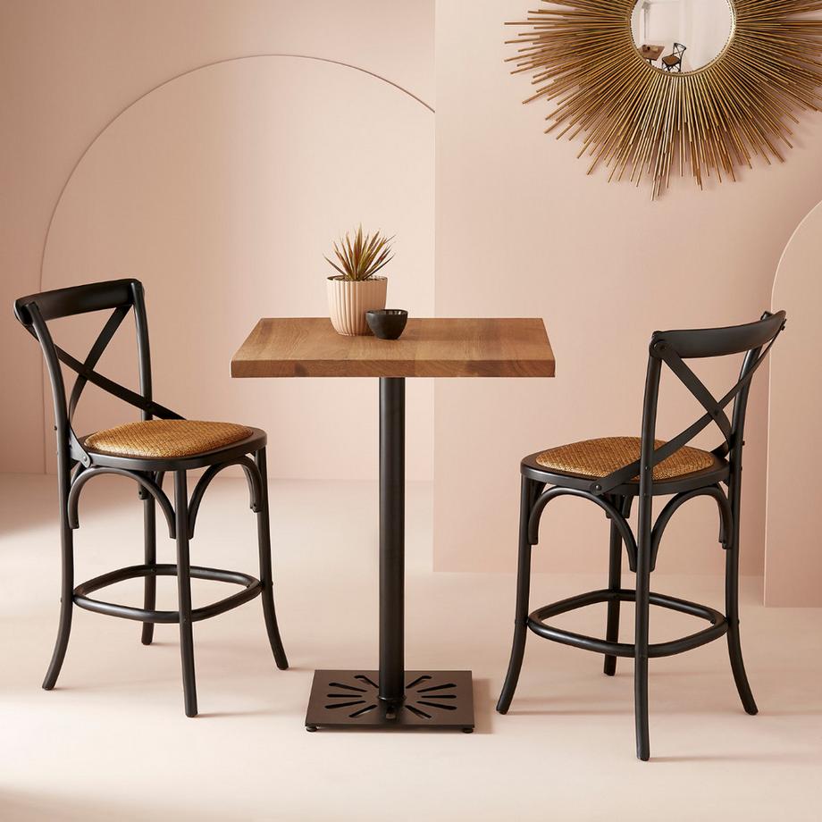 Calicosy Tresenhocker aus Massivholz und Wiener Geflecht L50 cm - BISTROT  