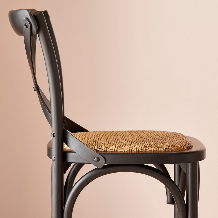 Calicosy Tresenhocker aus Massivholz und Wiener Geflecht L50 cm - BISTROT  