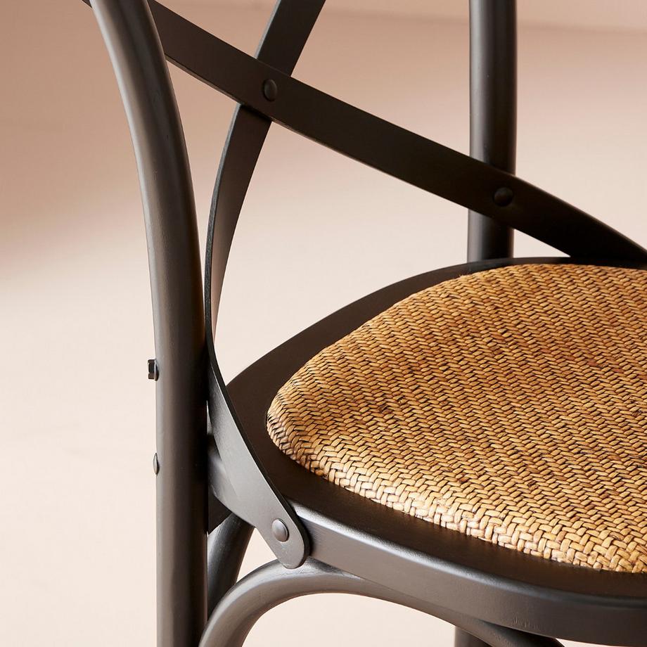 Calicosy Tresenhocker aus Massivholz und Wiener Geflecht L50 cm - BISTROT  