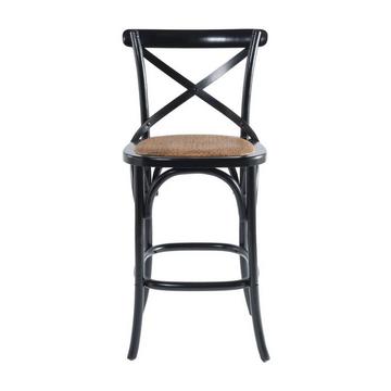 Sedia da banco in legno massiccio e paglia di Vienna L50 cm - BISTROT