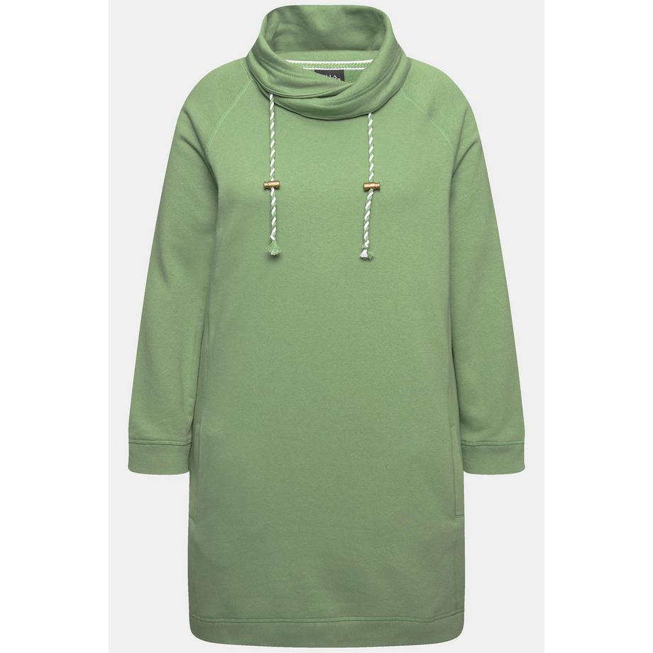 Ulla Popken Abito di Felpa Collo Alto Maniche Lunghe con Tasche  