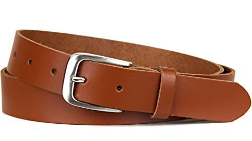 Only-bags.store  Ceinture en cuir, ceinture, 3 cm de large, marron, 80-95 cm 