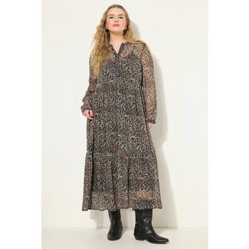 Robe maxi coupe trapèze, doublée. Imprimé floral