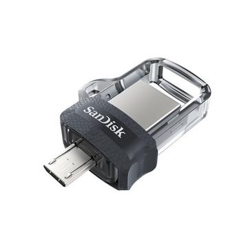 SanDisk Ultra Dual m3.0 unità flash USB 256 GB USB Type-A / Micro-USB 3.2 Gen 1 (3.1 Gen 1) Nero, Argento, Trasparente