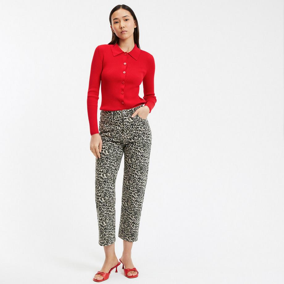 La Redoute Collections Feinstrickcardigan mit Kragen und Knopfverschluss  