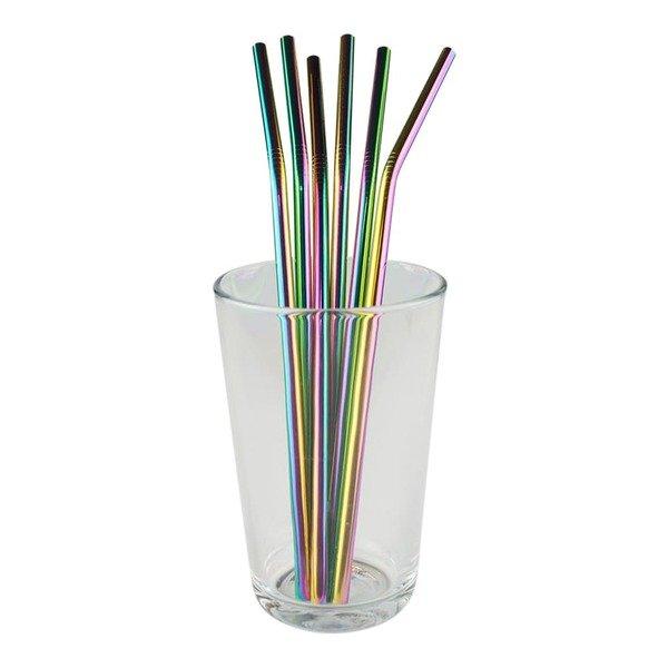 Image of 6x Trinkhalme Aus Gebogenem Metall - Regenbogen Unisex ONE SIZE