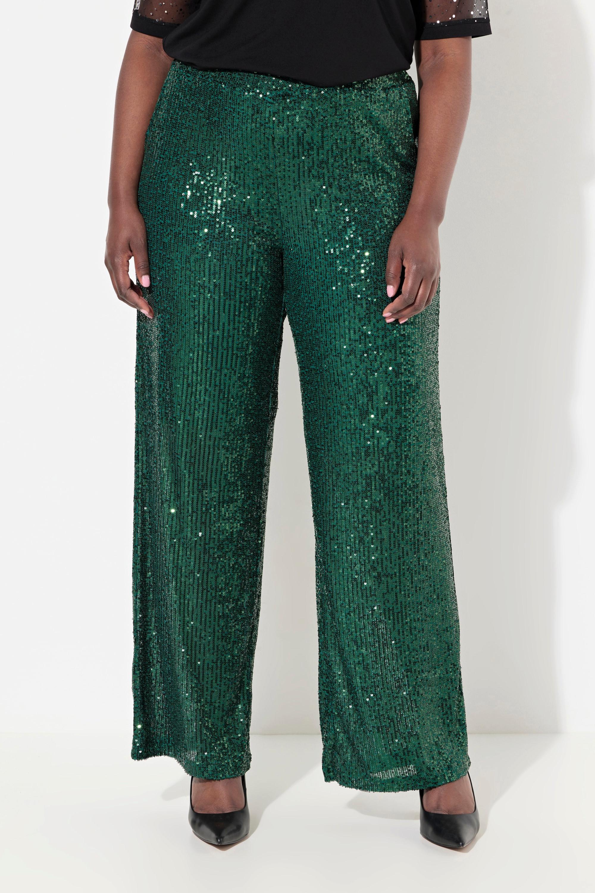 Ulla Popken  Pantalon à sequins. Taille élastique et jambe large 