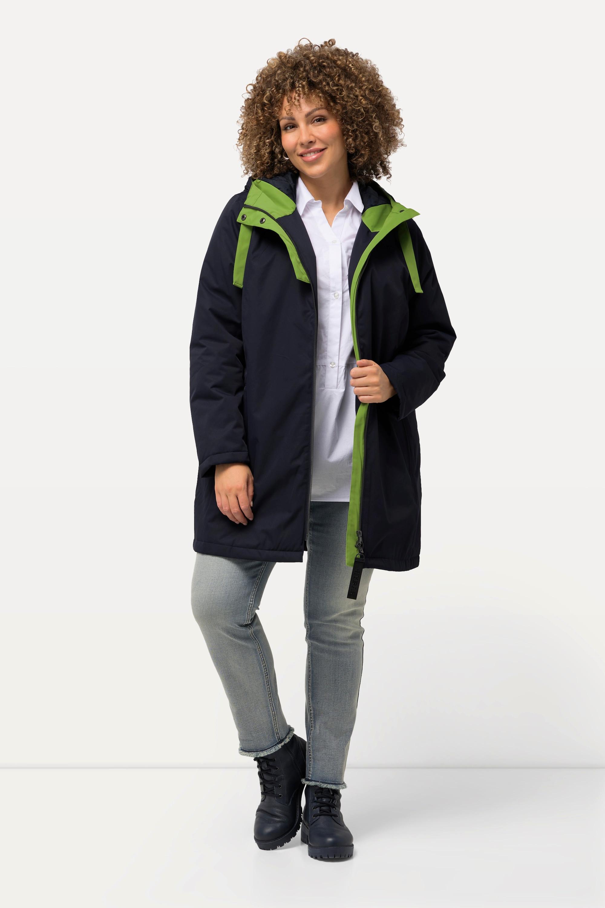 Ulla Popken  Veste outdoor HYPRAR, tissu imperméable, fermeture à glissière à double sens 