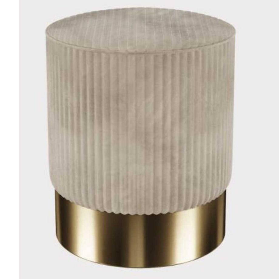 KARE Design Tabouret Cherry Beige Cord Brass rond 35  