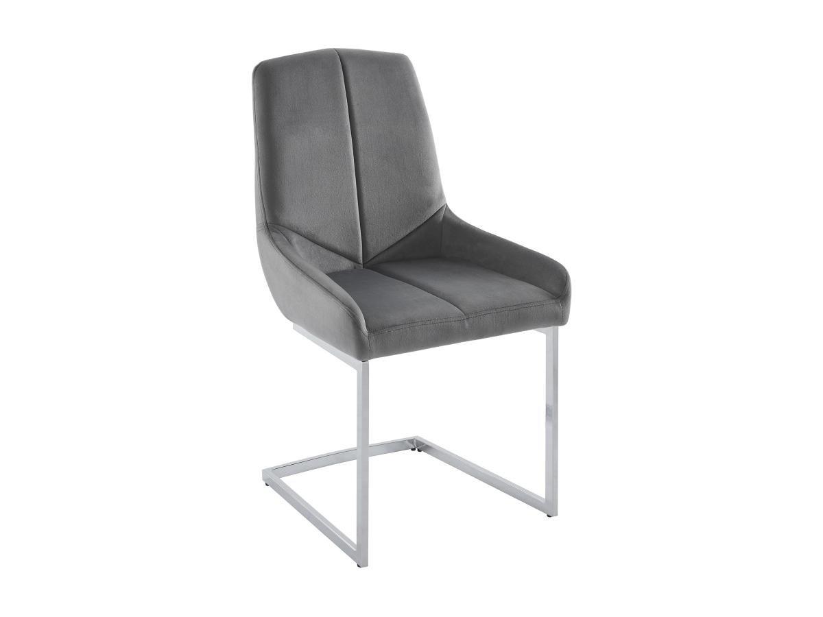 Vente-unique Lot de 2 chaises en velours et métal - Gris - BERLONA  