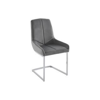 Vente-unique Lot de 2 chaises en velours et métal - Gris - BERLONA  