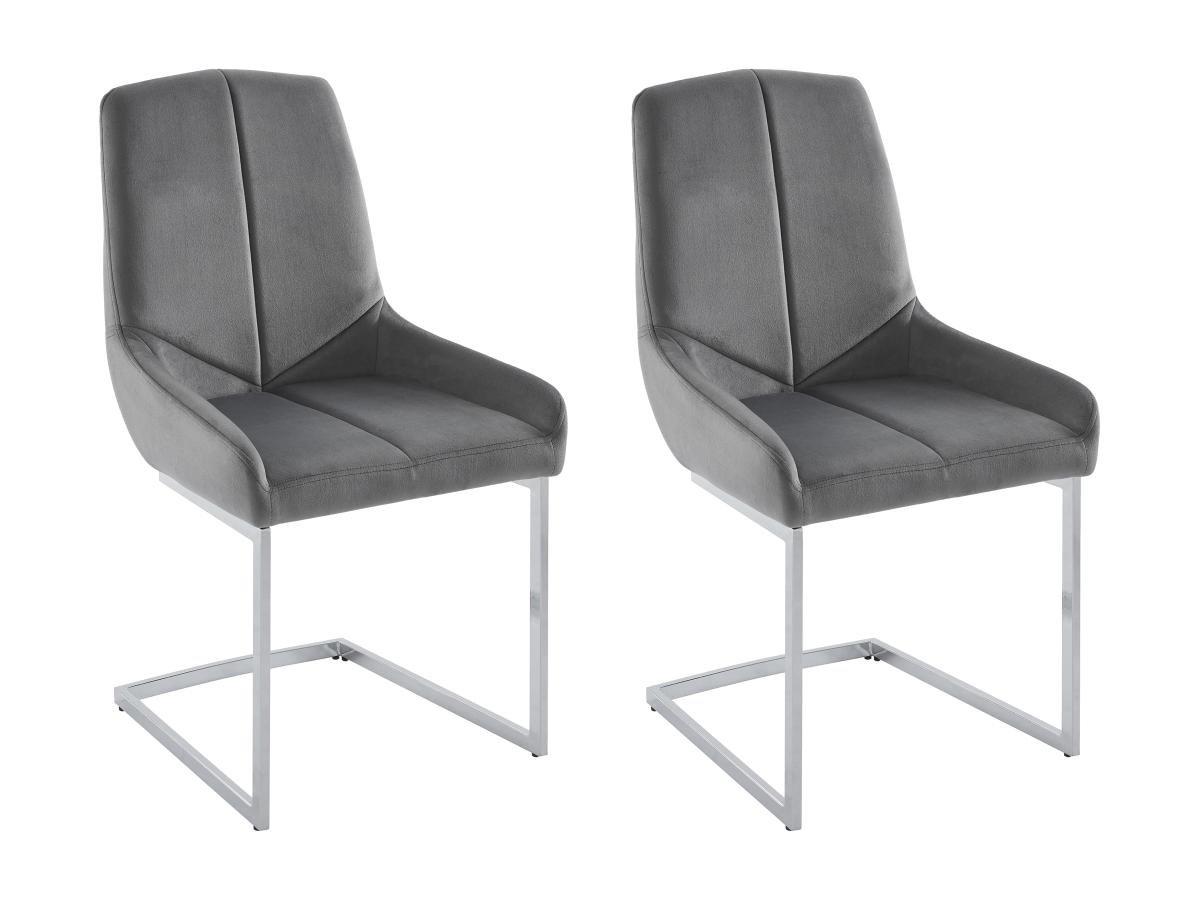 Vente-unique Lot de 2 chaises en velours et métal - Gris - BERLONA  