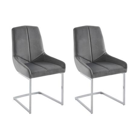 Vente-unique Lot de 2 chaises en velours et métal - Gris - BERLONA  