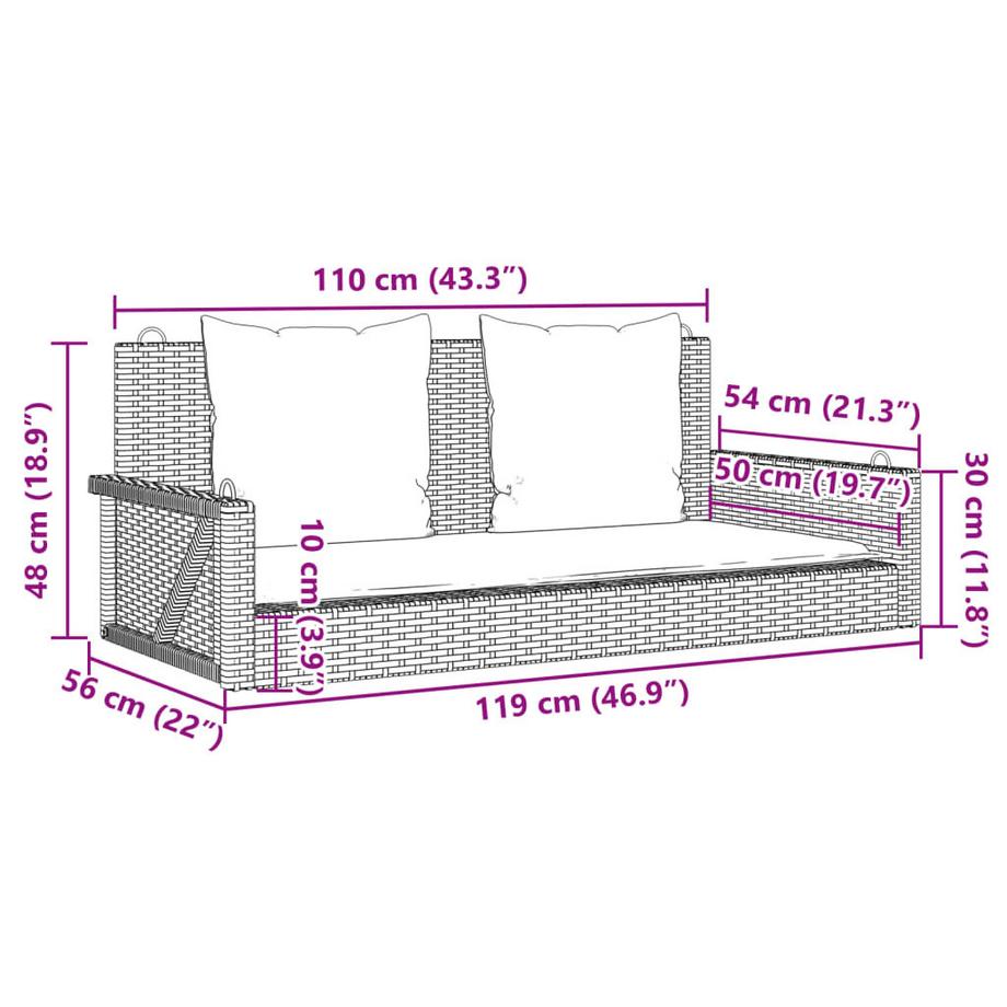 VidaXL Banc de balançoire rotin synthétique  