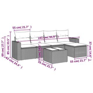 VidaXL Ensemble de canapés de jardin rotin synthétique  