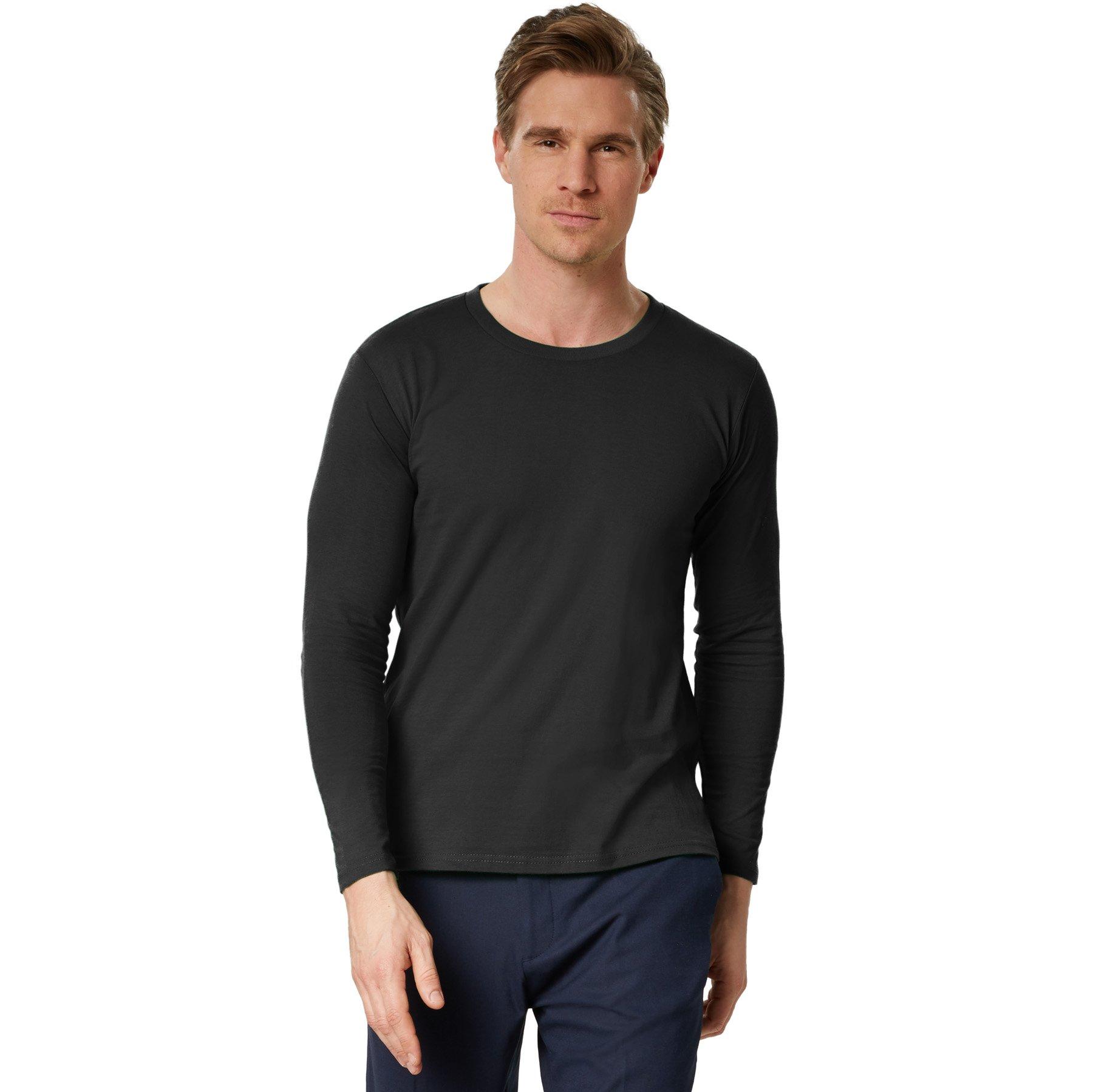Image of Langarm-shirt Männer Herren Schwarz XL